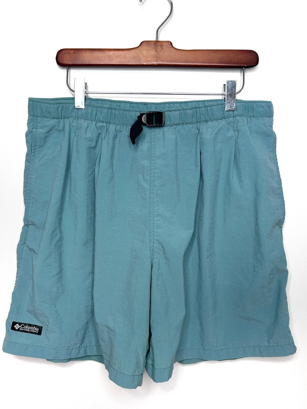 Vintage Columbia Nylon Belted Shorts Men’s Small 6” Teal Blue Green S